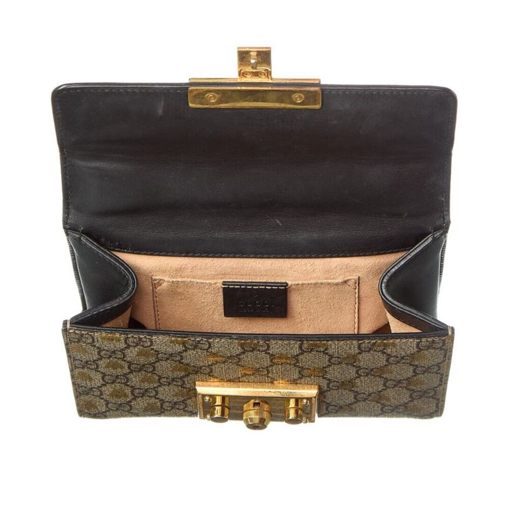 Gucci Black Gg Supreme Monogram Coated Canvas Bees Small Padlock Shoulder - Picture 4 of 5